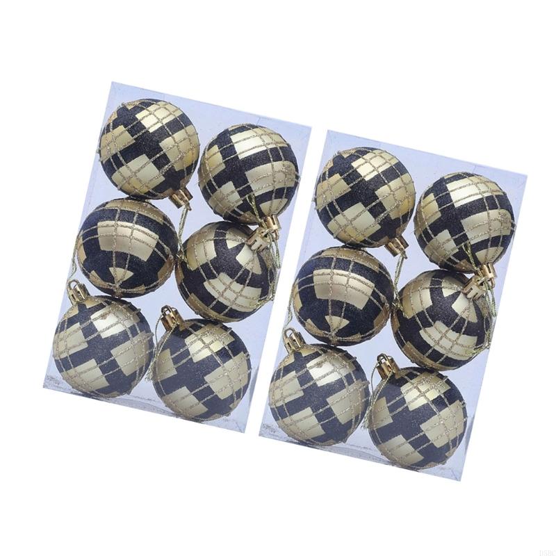 Plastic Plaids Design Festival Ornament 6cm Christmas Tree Decoration Balls