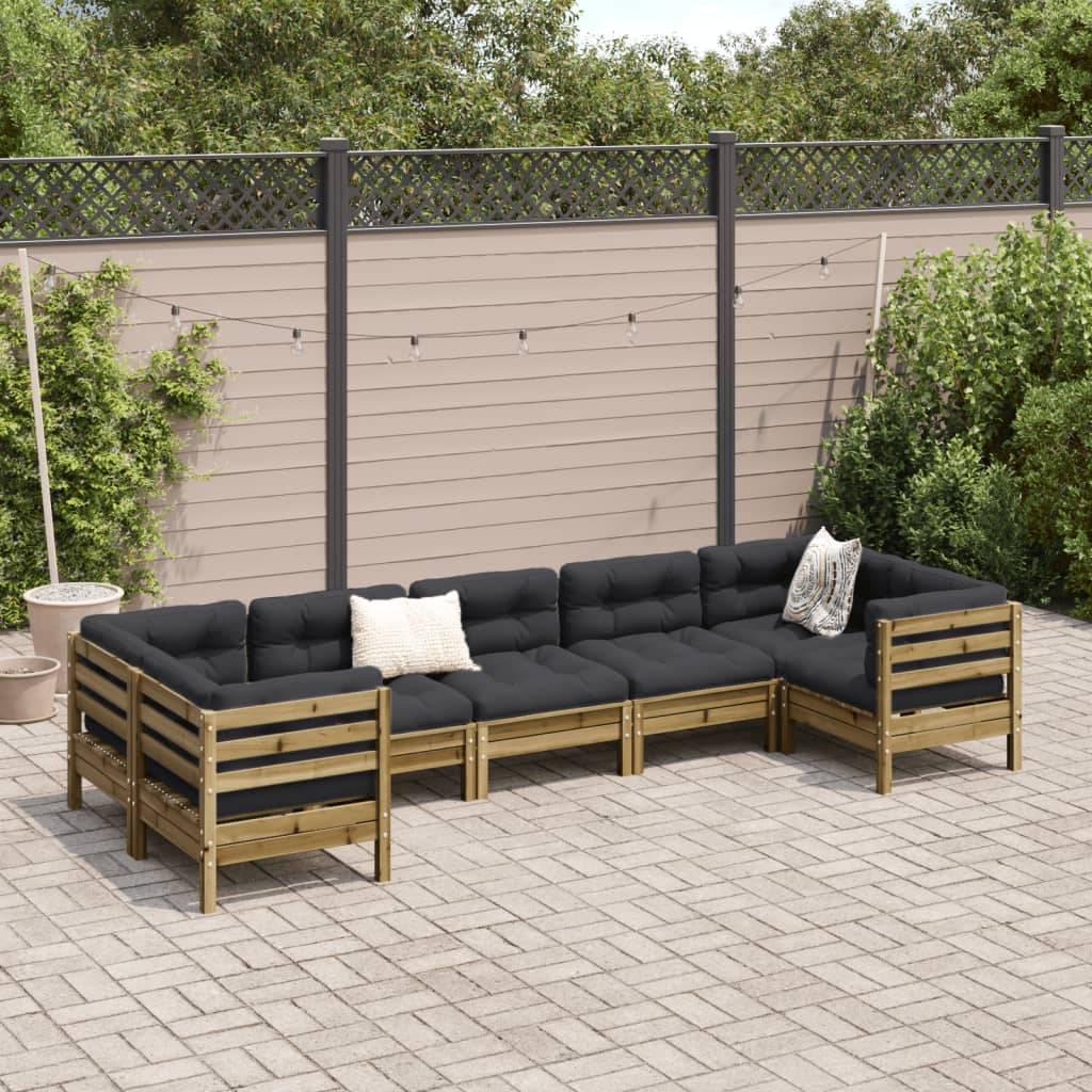 7 Piece Garden Sofa Set with Cushions Pressure Treated Pine Wood
