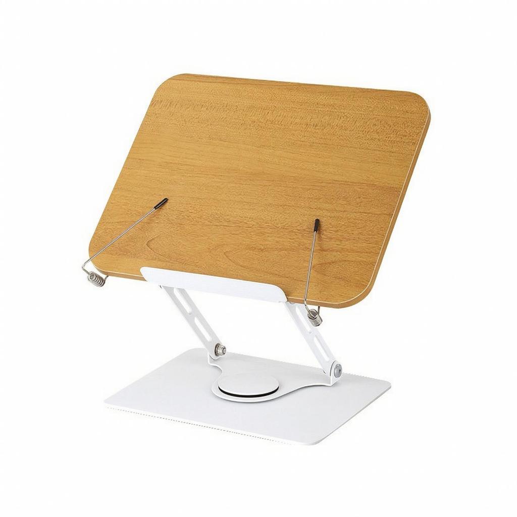 Desktop Reading Stand with Wooden Board Rotating for Desk, Office, Professionals