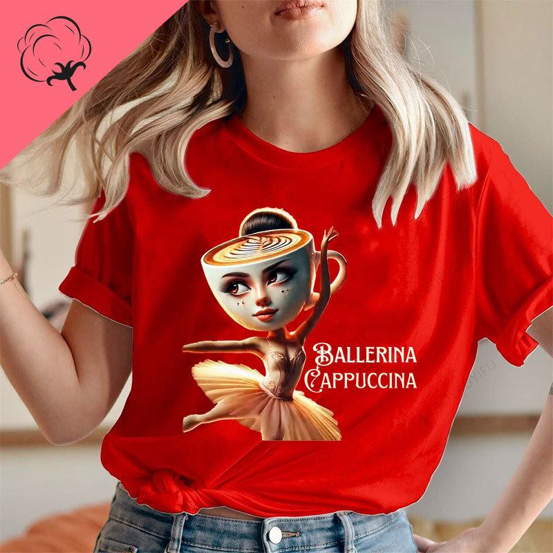 

Ropa De Mujer Ballerina Cappucina Funny Tee Italian Brainrot T Shirt Personality Women Clothing Top Women Cotton Graphic Shirts 3XL