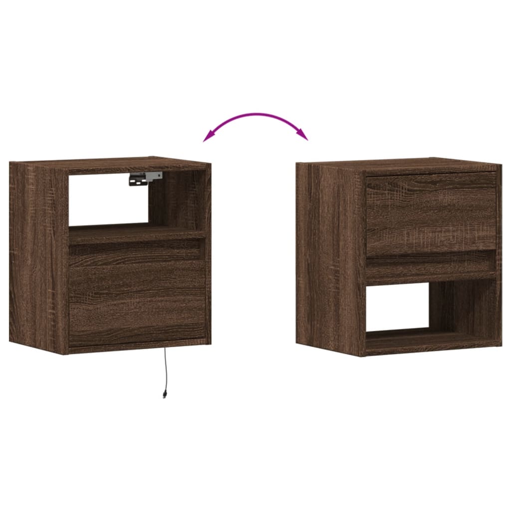 TV Wall Cabinet with LED Lighting Oak Effect 41 x 31 x 45 cm