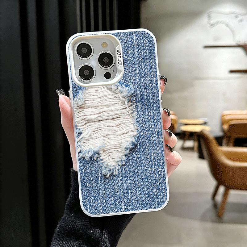Retro Denim Pattern Soft Phone Case for iPhone 15 16 17 Pro Max 17Air 16E 14 Plus 13 12 Mini Shockproof Cover Back Shell