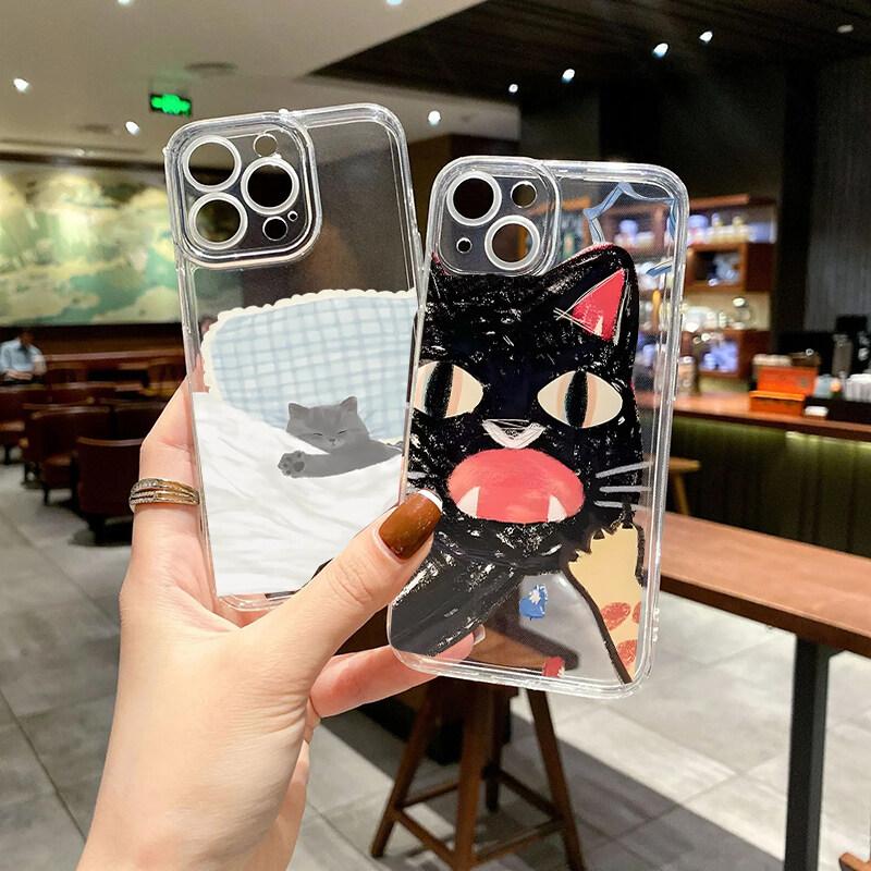 Case for Samusng Galaxy A56 A55 A54 A35 A36 A26 A16 A15 A14 A34 A53 S25 S24 S23 Ultra Plus S20 S21 S24 FE Cute Doodle Cat Cover