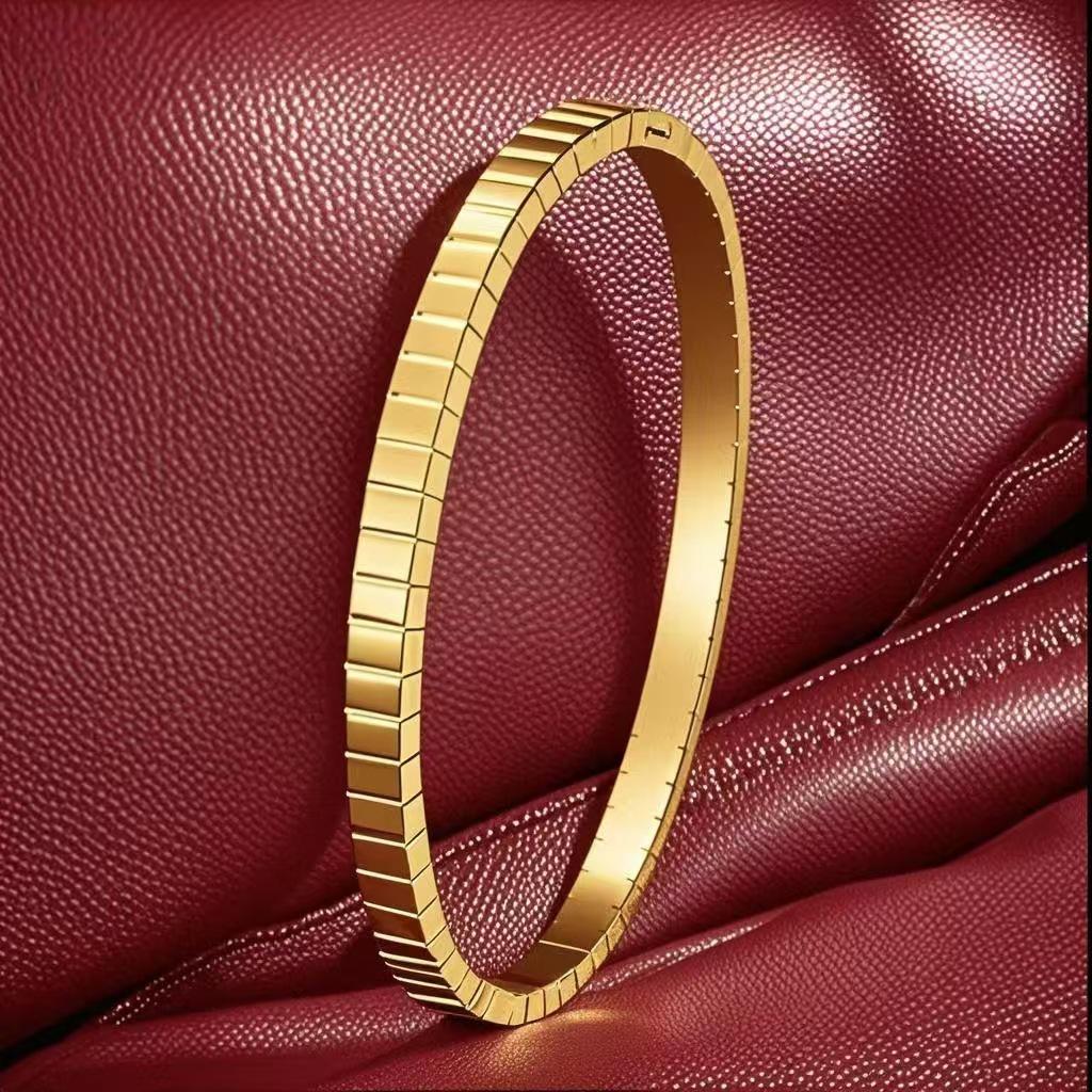 Women's Adjustable C-Shaped Titanium Steel Bracelet - 6mm Wide, Stainless Steel, Colorfast Jewelry