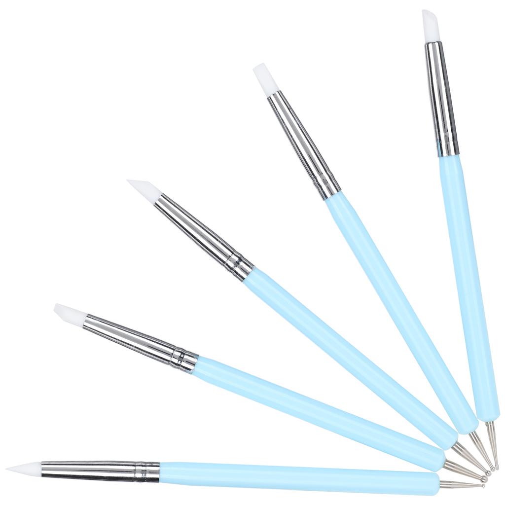 5pcs Silicone Clay Sculpture Pen Ball Styluses Nail Art Dotting Tool Pottery Brushes Pen