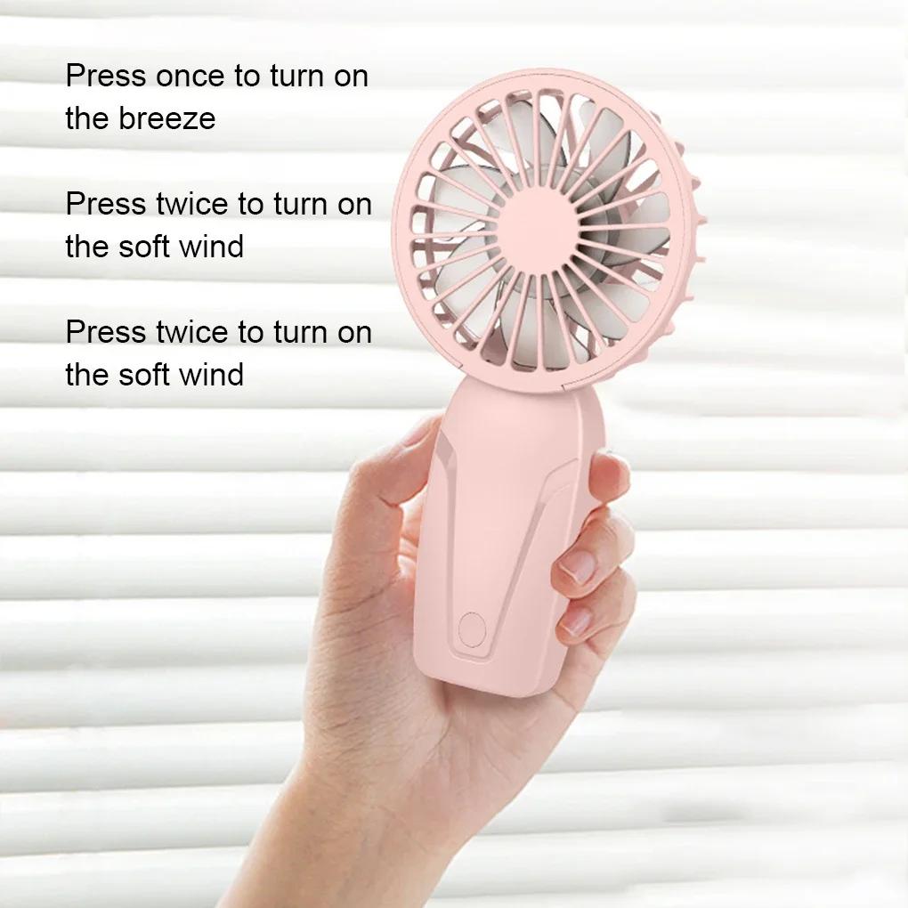 Summer Handheld Small Fan ABS Lightweight Cute Appearance USB Rechargeable Fan For On Go Cooling Portable Mini Pocket Fan
