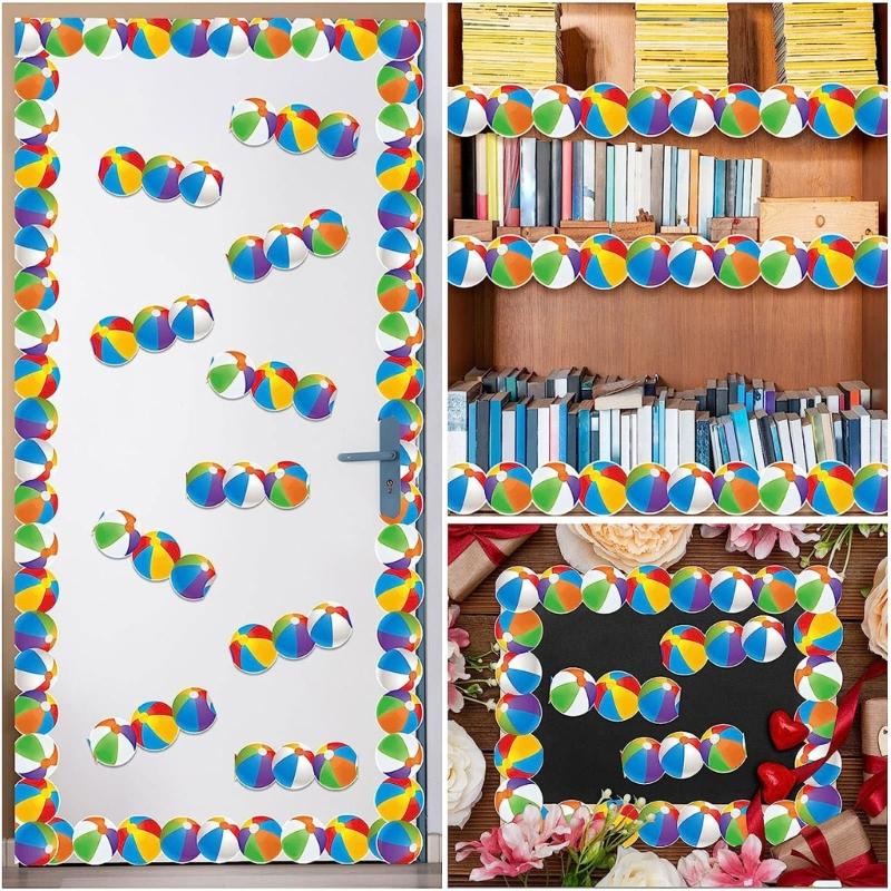 Colorful Beach Balls Border Trim Bulletin Board Border Trim 16ft-69ft for Notice Board Chalkboard Classroom Decoration