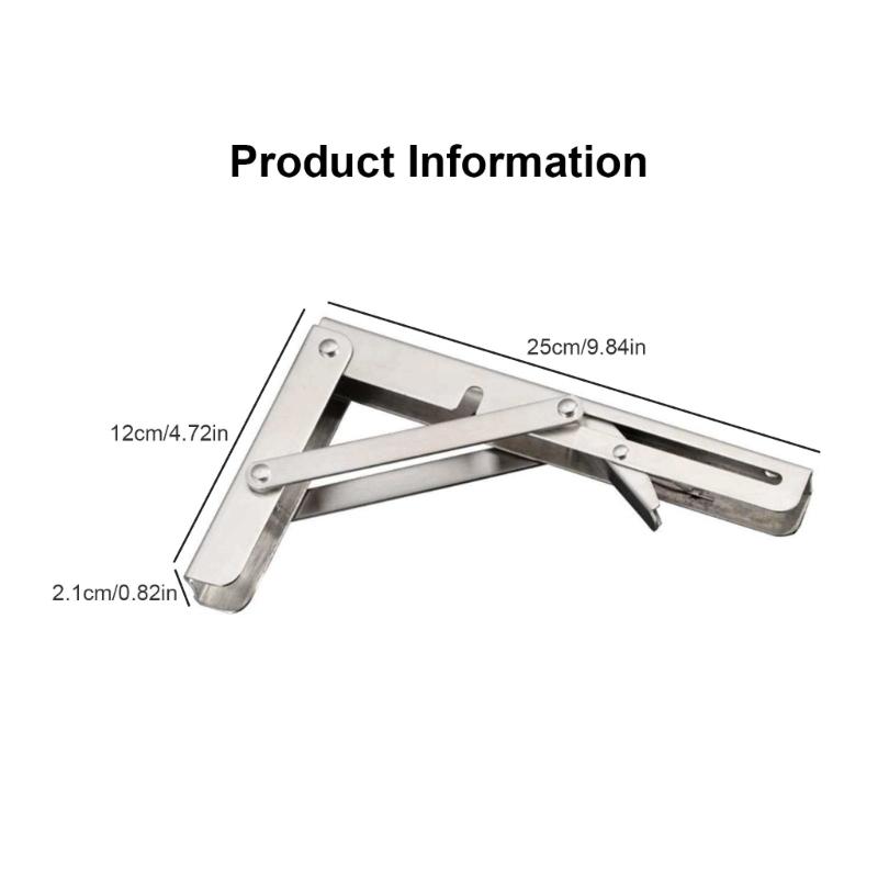 25cm Steel Foldable Shelf Bracket Wall Mounted Folding Bracket Simple Installation for Space Saving Home Organization