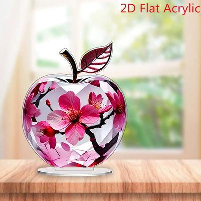 1 Stück Acryl Landschaftsmuster Dekoration 2D Apfel Tischornamente Regalornament Für Zuhause DIY Zubehör