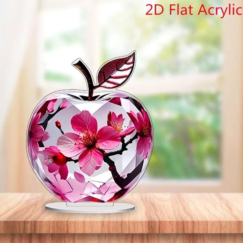 1 Piece Acrylic Landscape Pattern Decoration 2D  Apple Table Ornaments Shelf Ornament For Home Diy Accessories
