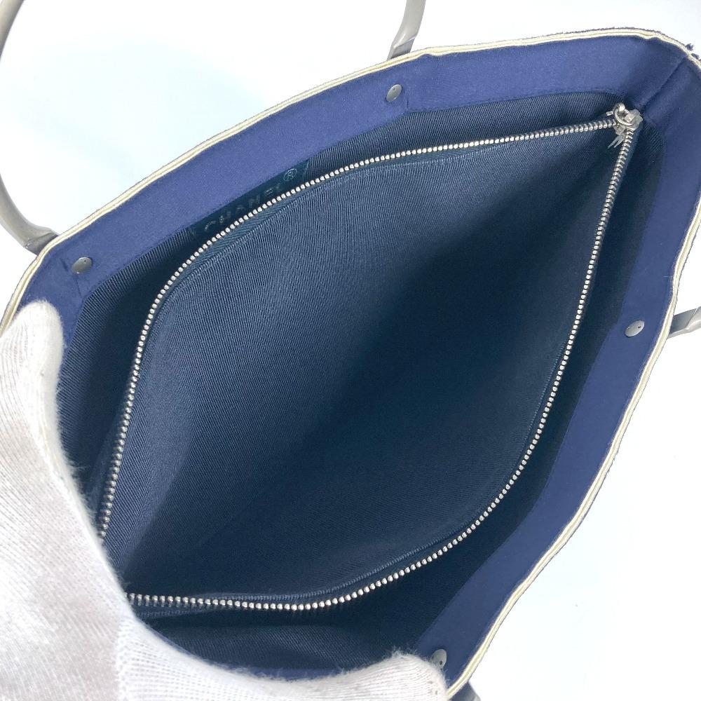 CHANEL Metal handle Bag Tote Bag Hand Bag polyamide Navy