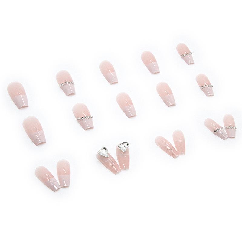Artificial Nails Wearable Manicure Mature Ballet Manicure Nail Art Patch Mid-Length Three-Dimensional Highlights Diamond Heart