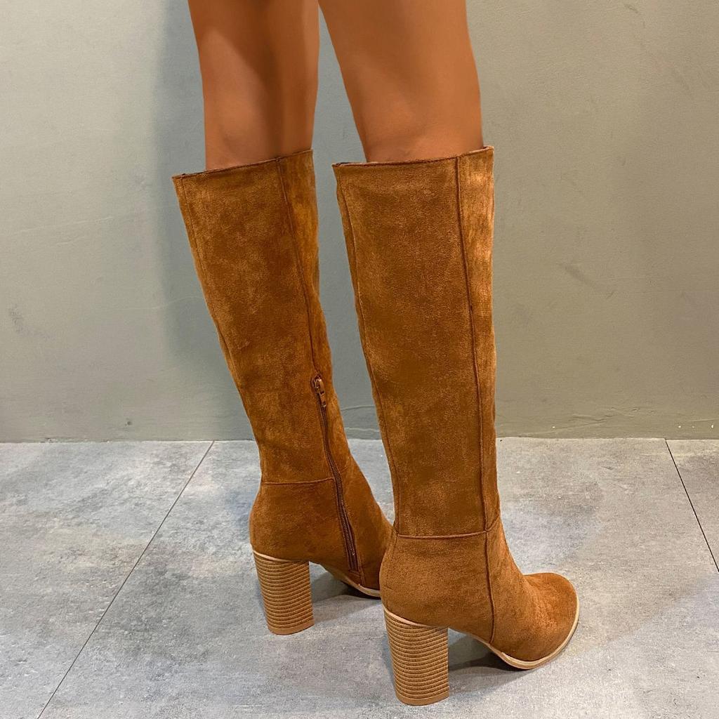 Suede Very High Heel Long Boots for Women Autumn Winter Pointed Toe Knee High Shaft Shoes Woman Gothic Chic and Elegant Footwear