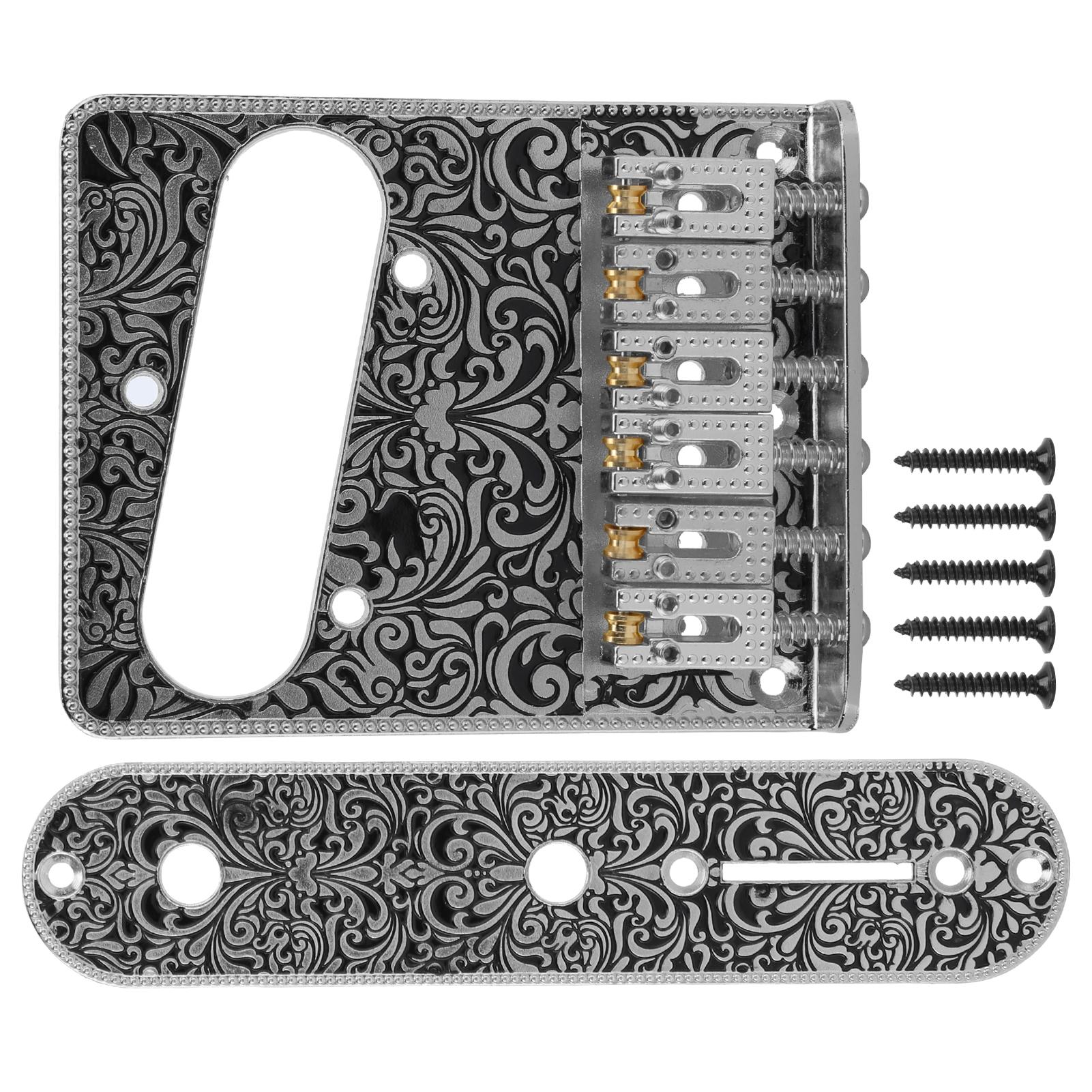 

Резной узор Бридж для электрогитары 6 седел Хвостовик Аксессуары для электрогитары серебряный