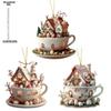 Christmas Coffee Cup Ornaments Coffee Mug Decorative Tree Hanging 2025 Xmas Navidad 2026 New Year Easter Bunny Party Supplies