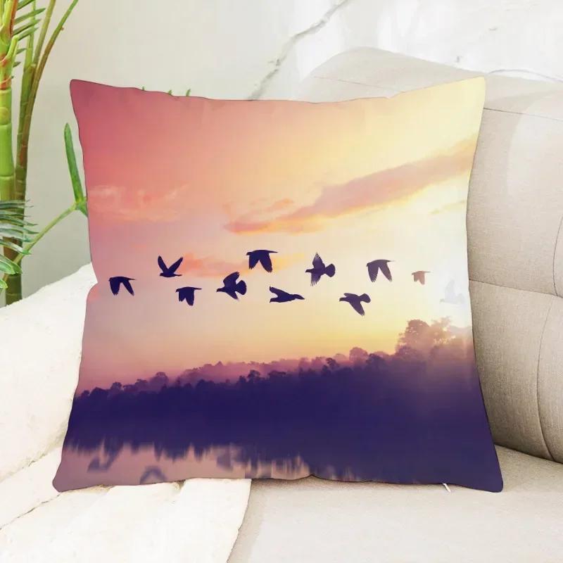45X45Cm Sea Waves Beach Pillowcase Office Cushion Creative Home Car Lumbar Cushion Cover Sea View Pillow Cover Pillow Case