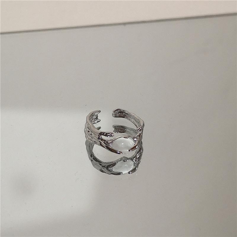 Punk Harajuku Goth Thorns Black Silver Color Irregular Heart Cross Open Ring For Women Men Lover Vintage 90s  Jewely