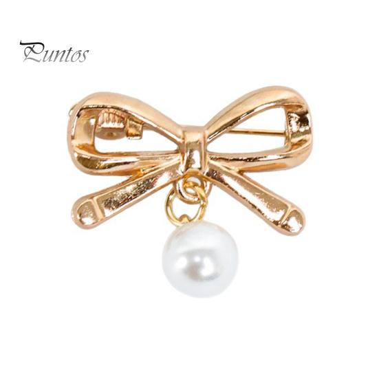 Anti-oxidation Brooch Pin, Bow Shape Alloy Lapel Pin with Imitation Pearl, Accessory Electroplating Anti-Oxidation Badge for Coats Shirts Bags золотистый
