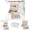 Double Layer Jewelry Earrings Rings Bracelet Necklace Box PU Organizer Storage (White)