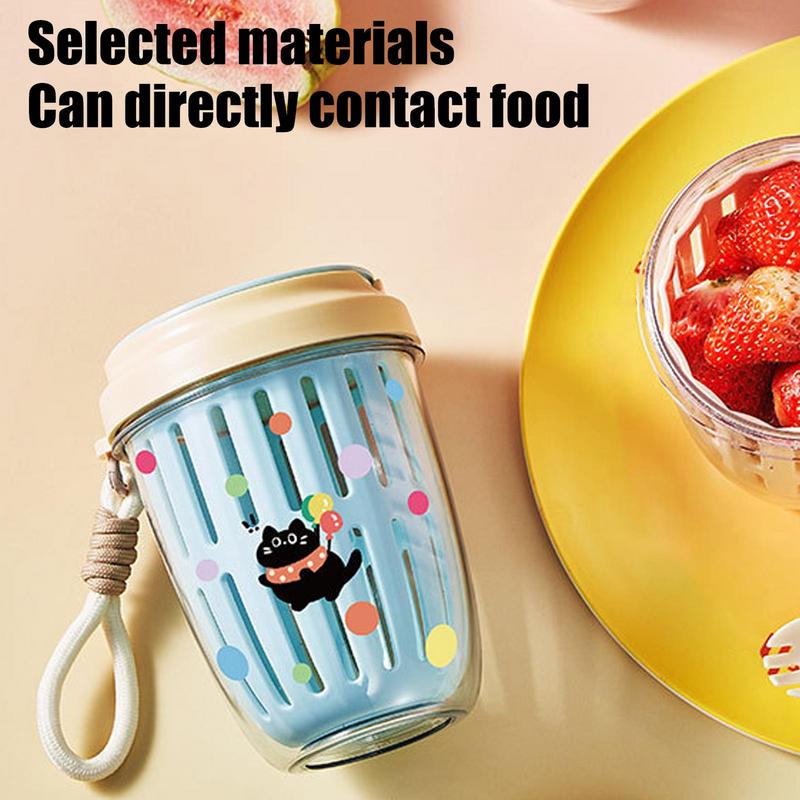 Fruit And Vegetable Cup Drainable Storage Container Breakfast Bottle Reusable Food Dressing Cup Fruit Storage Bottle For Picnic