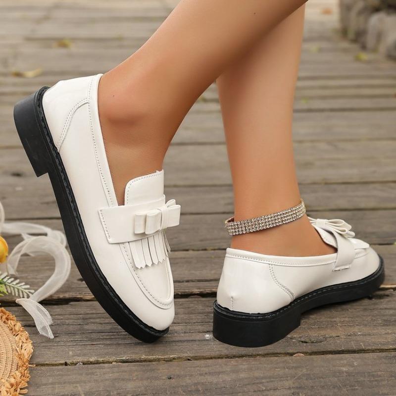Mode Leder Quasten Penny Loafer Schuhe Damen Niedriger Absatz Slipper Britischer Stil Lederschuhe Lässiger Komfort