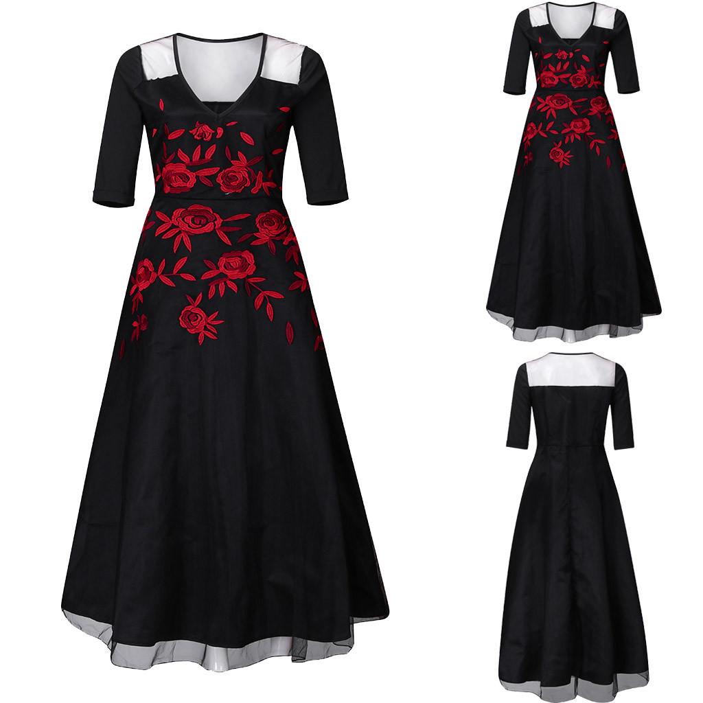 buy-evening-party-womens-floral-3-4-sleeve-cocktail-maxi-dress-at