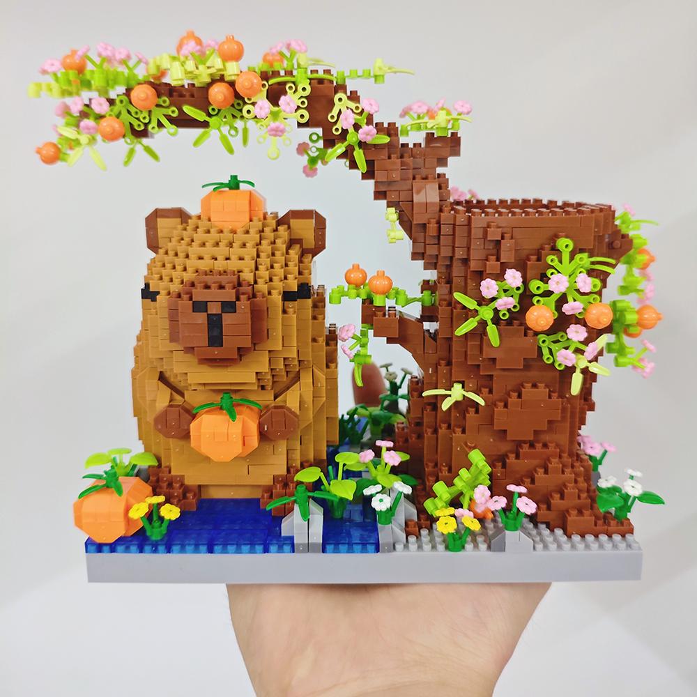 Capybara Pen Holder Model Micro Mini Building Block Toys - Ideal Diy Enthusiasts, An Educational And Decorative Toy For Desks