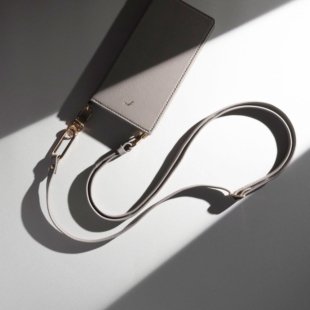 Salisty Noble Leather Shoulder Genuine Leather Smartphone Shoulder Crossbody LWG Italian Strap, (Etaine) [Salisty Strap, Bag, Certified, Leather]