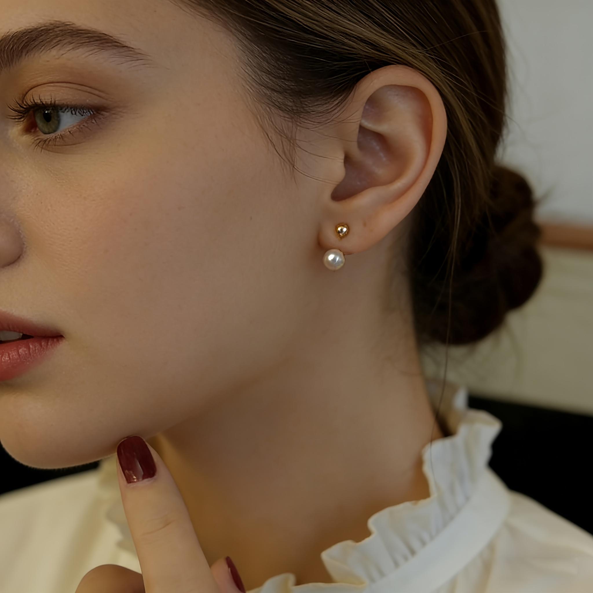 

[Women s Earrings Set] Korean-Style Elegant Front and Back Earrings for Women - 2pcs Set - Suitable for Daily Wear One-size золотисто-желтый