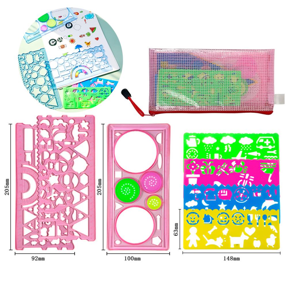 7-in-1 Spirograph Stencil Drawing Ruler Set For Children