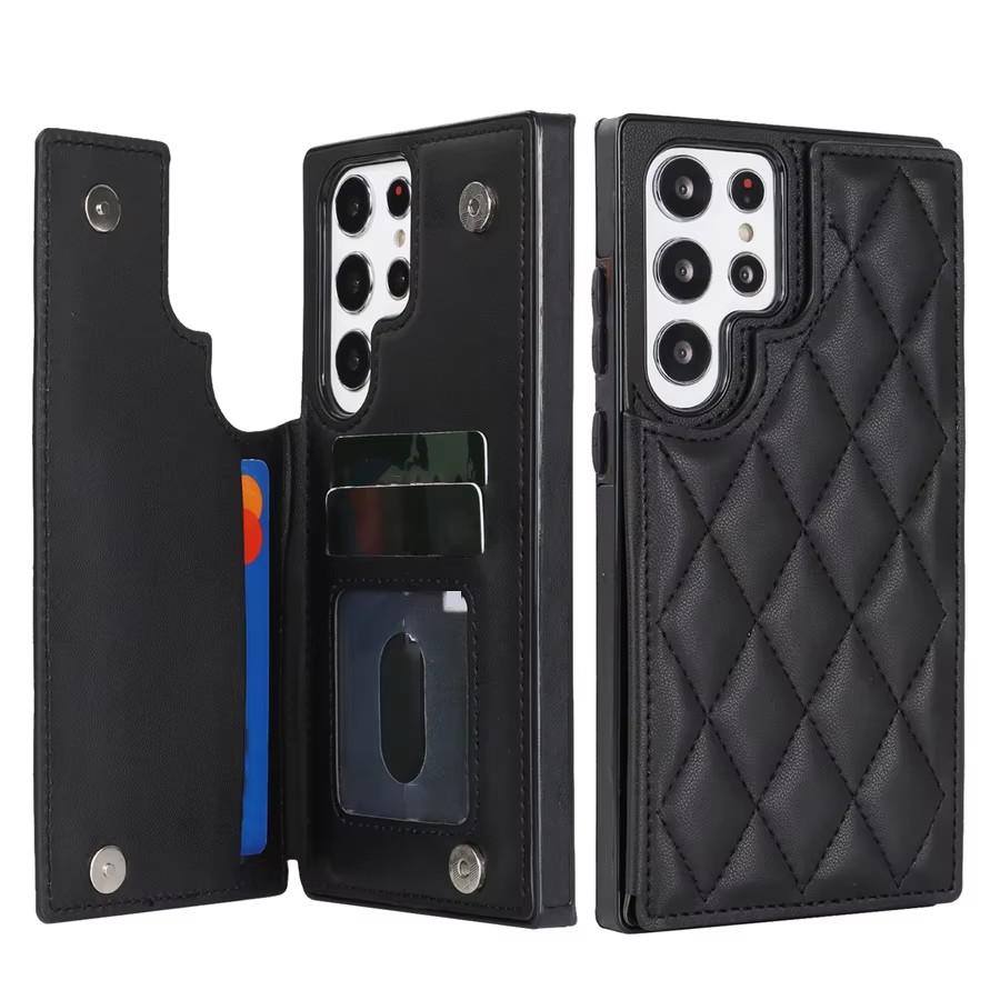 

Wallet Double Button Small Fragrant Card Flip Leather Case For Samsung Galaxy S25 Ultra S24 FE S23 Plus S22 S21 S20 A15 A54 A55 Galaxy S21