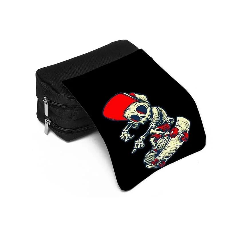 Skateboard Skeleton Double Flip Pen Case for Boy and Girls Best Gift 2D Flat Cartoon Pencil Pouch School Pencil Bag for Children