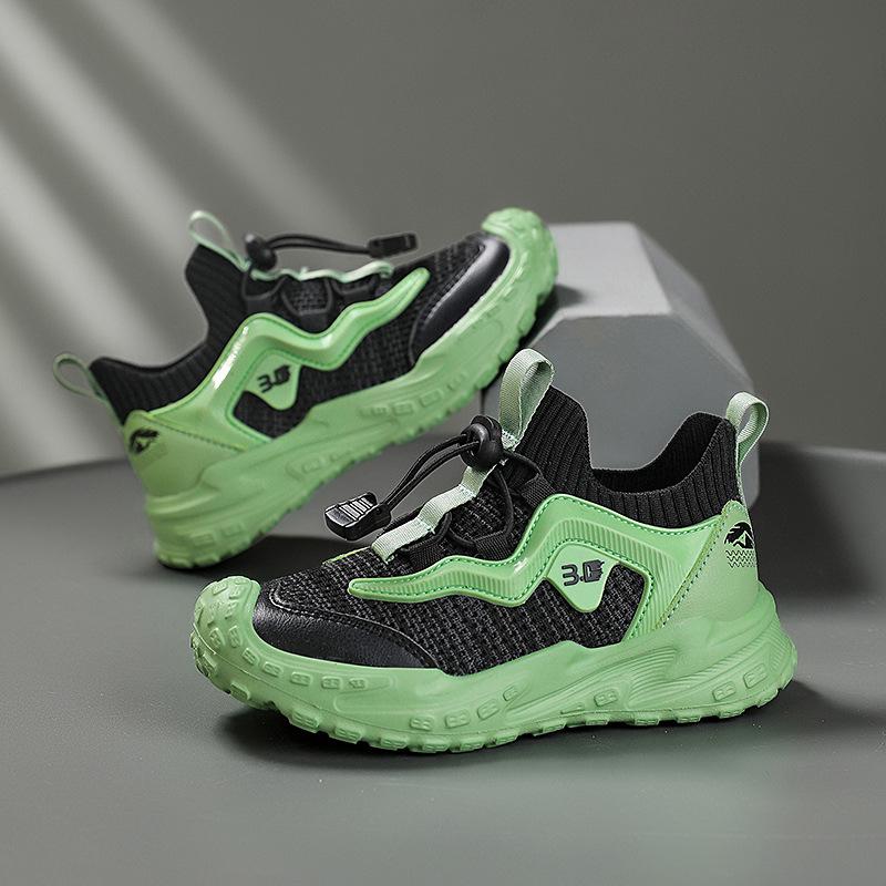 

Детские легкие дышащие сетчатые кроссовки – Нескользящие, износостойкие, с автоматической шнуровкой для мальчиков и девочек 34 зелёный