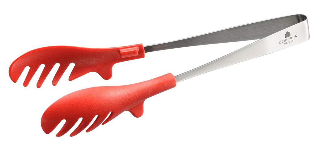 Oaks Uchicook One-Handed Easy-To-Use One-Click Tongs, Red, Made in Japan, UCS4R