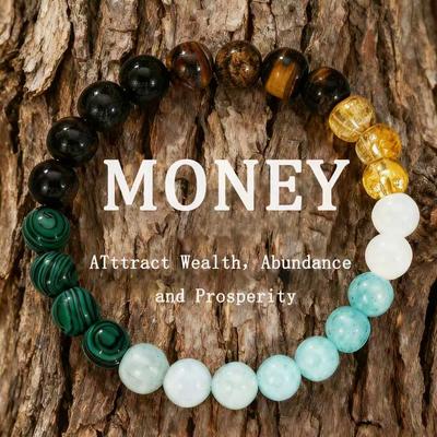 Crystal Bracelet Handmade Beaded Elastic Bracelet Obsidian Tiger's Eye Couple Lucky Bracelet for Men and Women