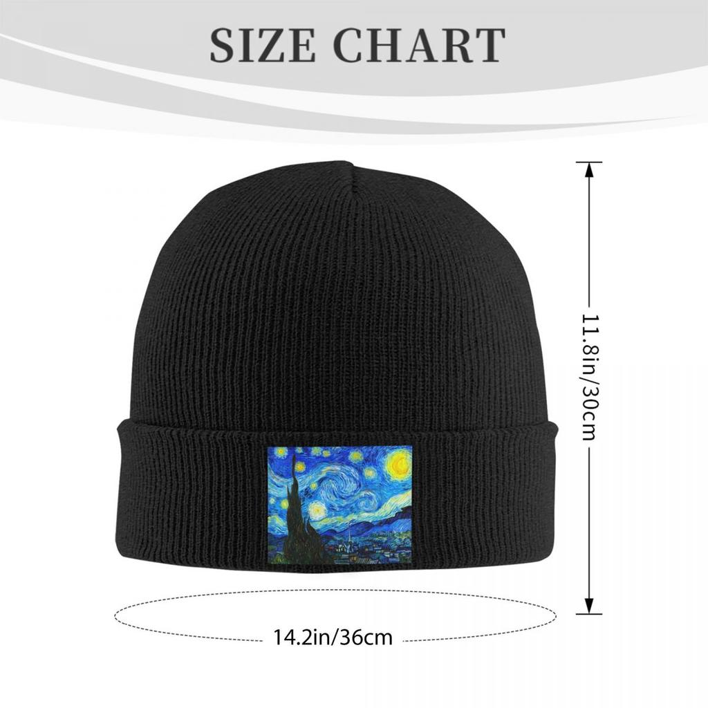 Vincent Van Gogh Starry Night Warm Knitted Cap Hip Hop Bonnet Hat Autumn Winter Outdoor Beanies Hats for Men Women Adult