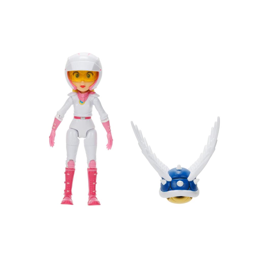 THE SUPER MARIO BROS. MOVIE 5-Inch Action Figure Series 2 Peach Figure in Motorcycle Outfit with Spiny Blue Shell