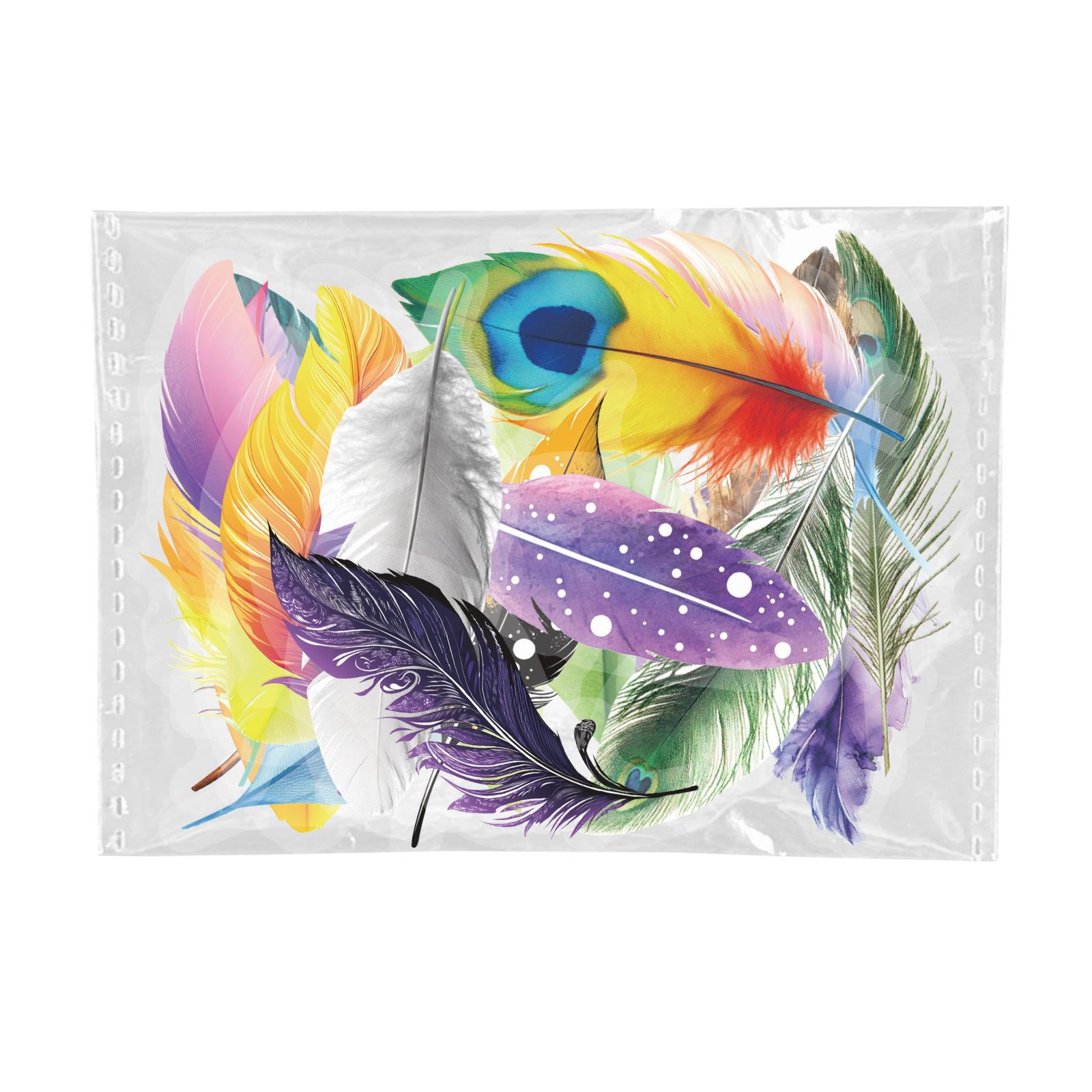 

50 Pictures Of Various Colorful Feather Graffiti Decals Decorative Transparent Water-Repellent Pet Decals Premium
