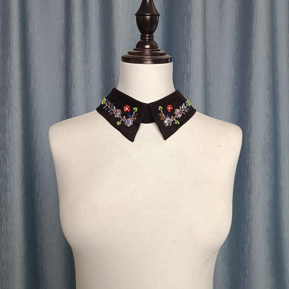 Outer Front Button-Up Shirt Collar Korean Version White Shirt Collar Versatile Hollow Lace Collar Fake Collar Niche Decorative Collar