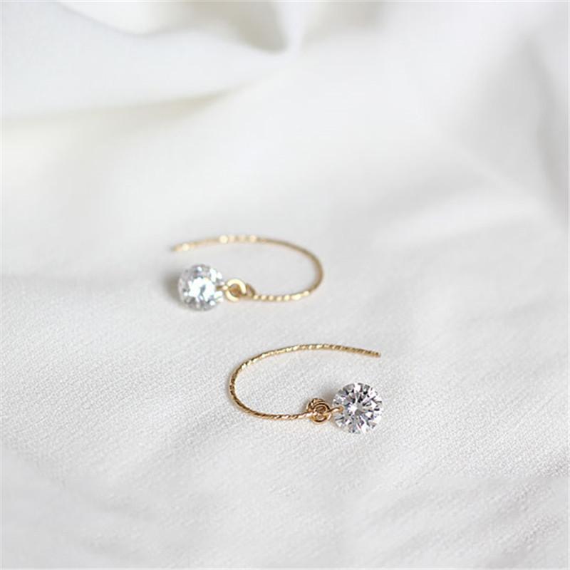 

French Exquisite Simple Sparkling Zircon Earrings for Women 925 Sterling Silver Gold Plated Jewelry Gift Silver