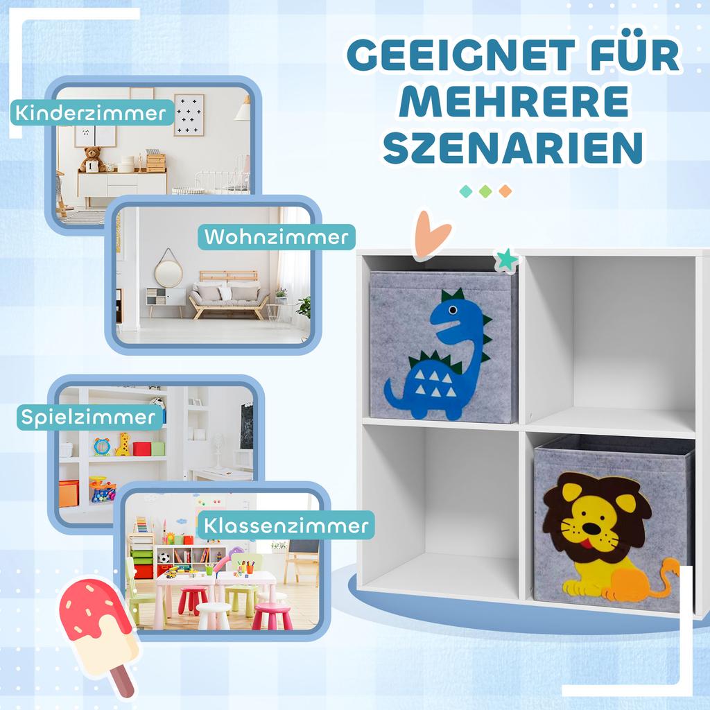 Storage Shelf for Kids, Cube, Drawers, MDF, Anti-Tip, White