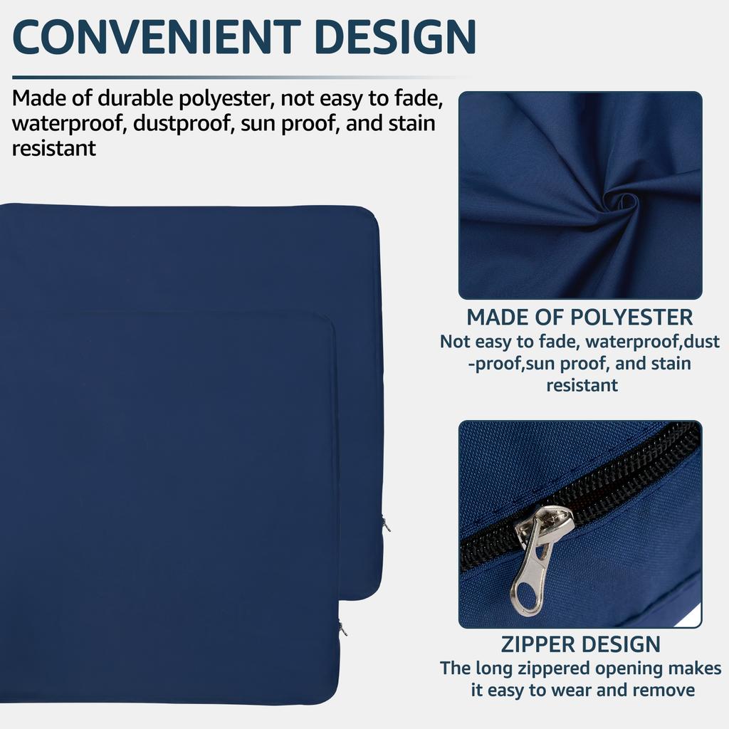 4 szt. Pokrowce na siedziska krzeseł tarasowych 60x60x10cm Zewnętrzne pokrowce na poduszki z zamkiem Błyskawicznym Pyłoszczelne Wodoodporne Pokrowce na poduszki siedzisk tarasowych