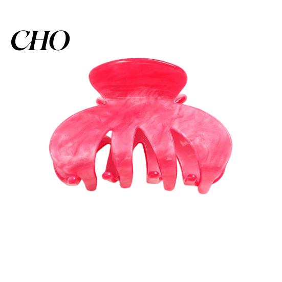 Strong Hold Hair Claw Anti-slip Teeth Leopard Heart Print Clip Pink Series Women Medium Size Back Head Shark Grip Accessory Multiple Colors