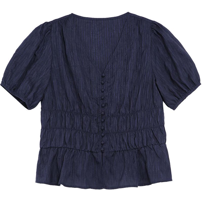 Betu Women s Slim Fit Puff Sleeve V-Neck Blouse M