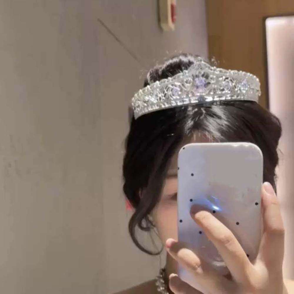 Elegant Crown Hair Accessory Vintage Princess Rhinestone Tiara Bride Silver Crown Party