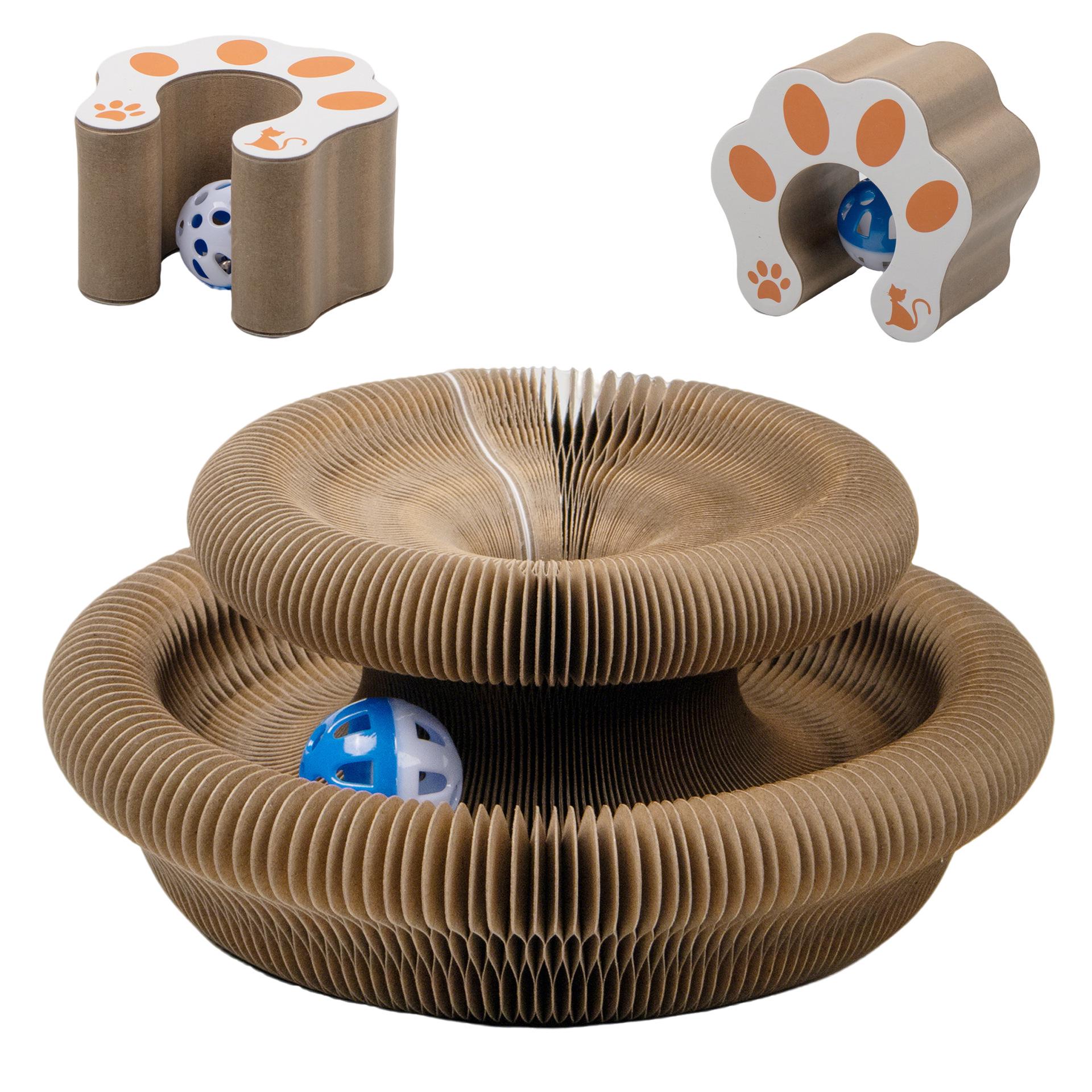 

Accordion Cat Scratcher Toy with Bell: Foldable, Scratch-Resistant Cat Tree & Bed