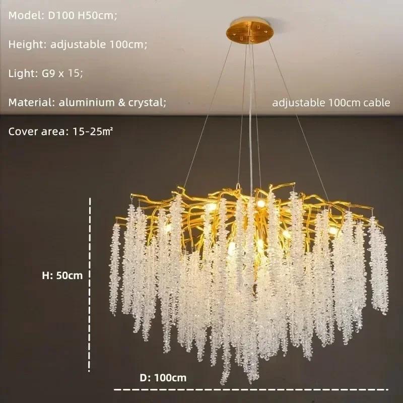 Nordic Luxury Branch Gloss Crystal Chandelier Modern Dining Table hotel Pendant Indoor Home Lighting Decorative Ceiling Light