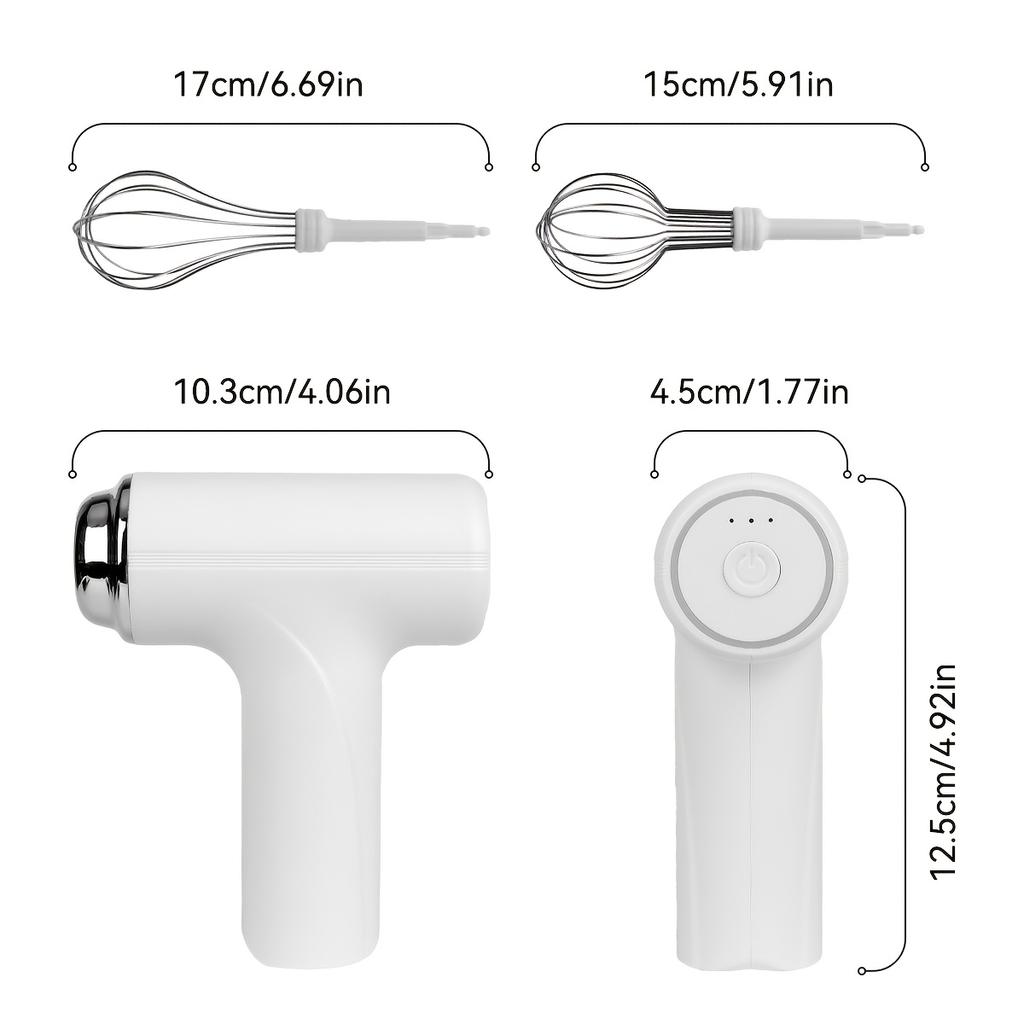 1pc Handheld Electric Eggbeater & Whisk - USB Rechargeable, Cordless, Portable, Lightweight, Easy-to-Use Hand Mixer for Baking Cakes, Cookies, Muffins