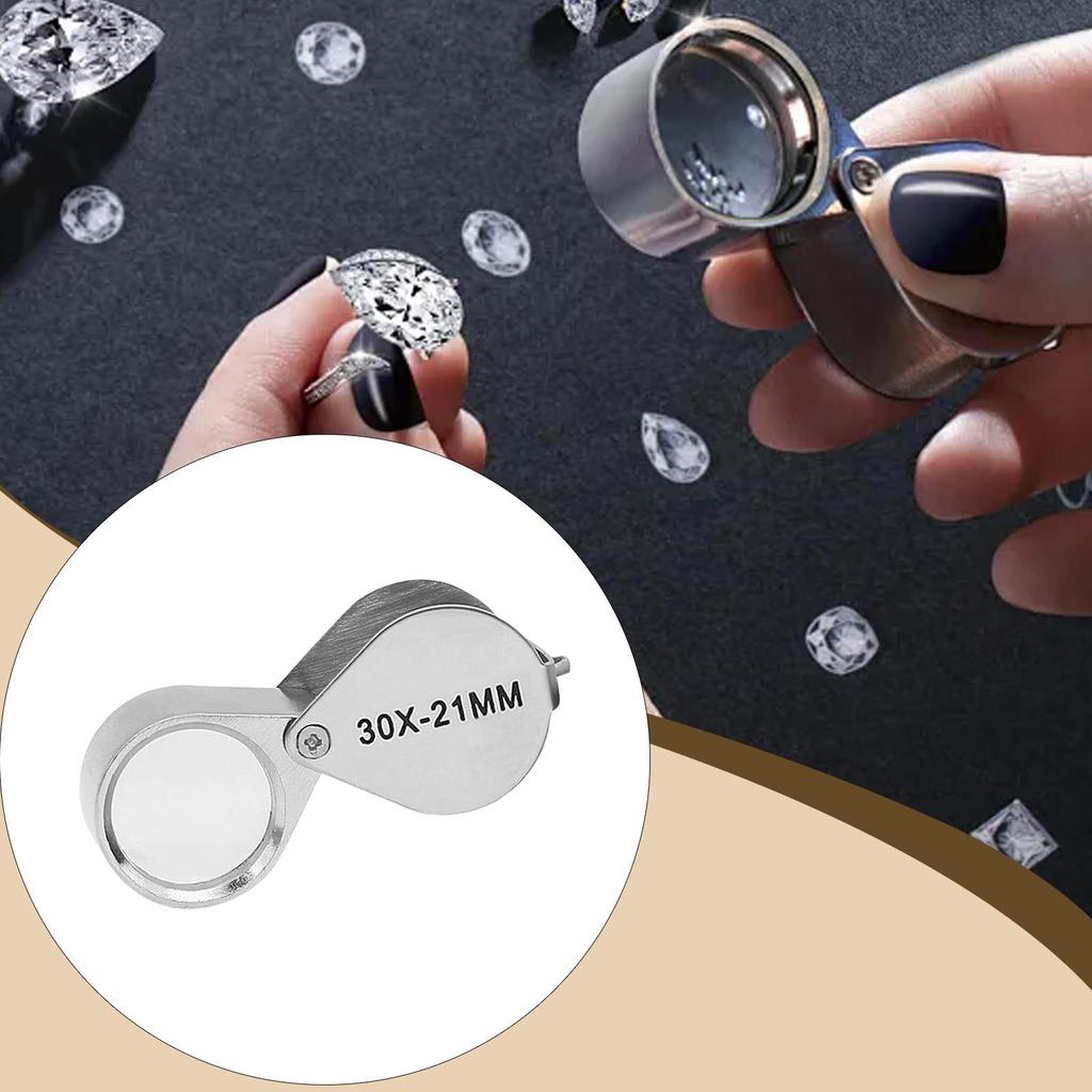 Jeweler Loupe Magnifier Foldable Pocket Handheld Glass Lens Metal Structure Portable and