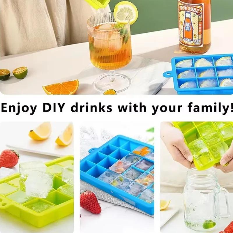 1-4PCS Silicone Ice Cube Tray 24 Cavity Square with Lid for Home Use Ice Making Tools Cold Drink DIY Ice Cream Moulds